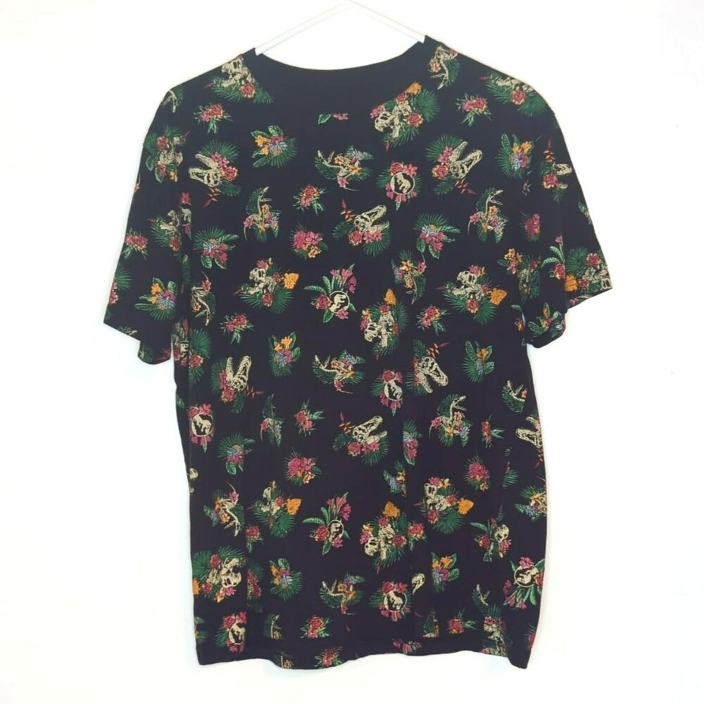 Jurassic Park Black Tropical Dinosaur Graphic T-Shirt Mens Large